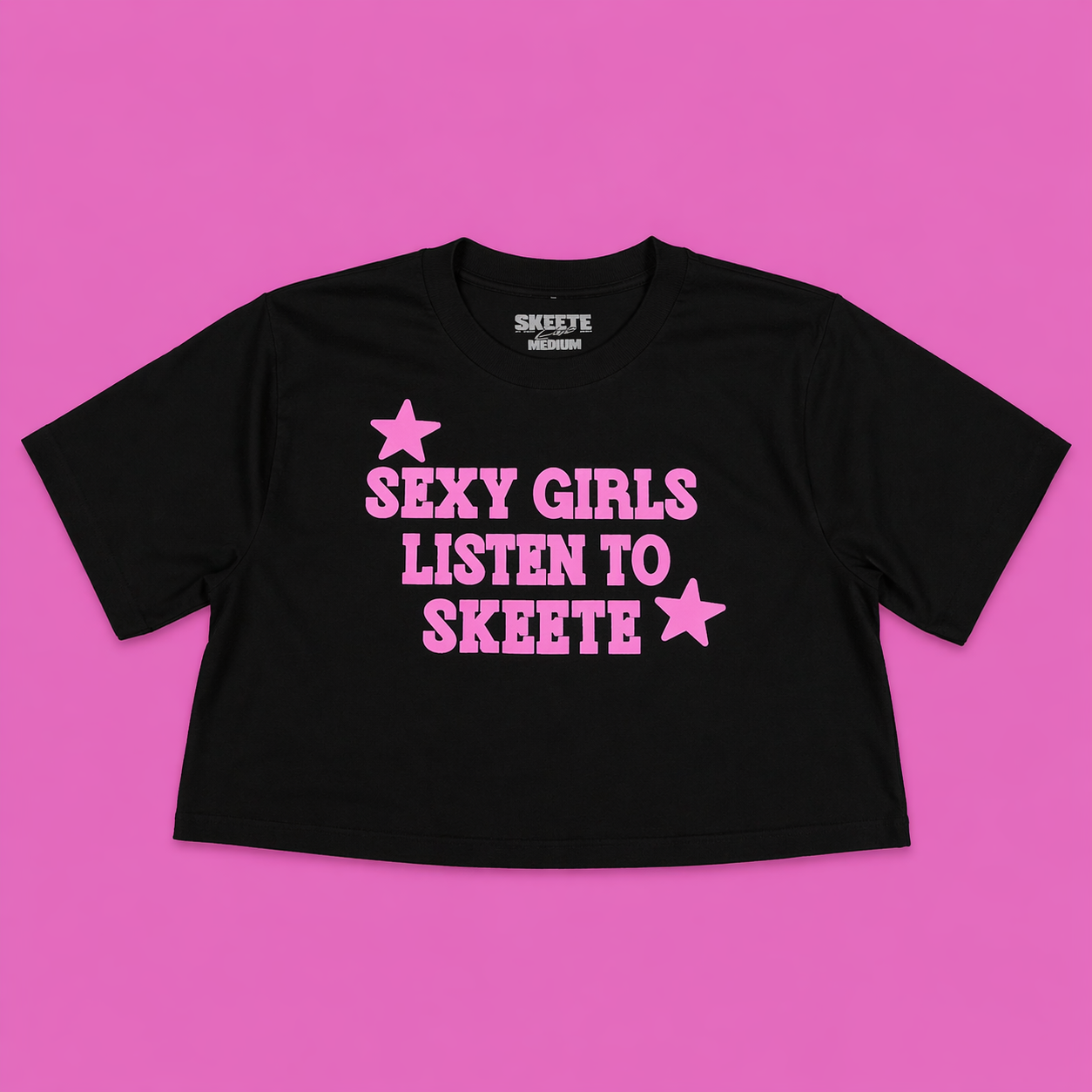 “Sexy Girls Listen to Skeete” Crop Top – Black